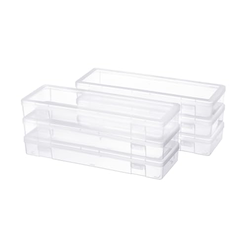 Large Storage Containers 6 Pack Plastic Box with Latching Lid 15" x 5"x 1.9" Storage Case for Art Supplies,Tools - size: Large-6 Pack