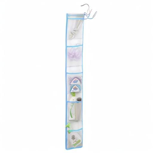 ALYER Narrow Mesh Fabric Shower Caddy Organizer with Hanger,Hanging Mesh Pockets for Shampoo, Conditioner, Soap and Body Wash (Blue) - color: Blue-hanger