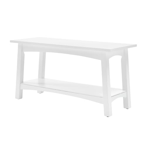 Craftsbury 36-Inch Solid Wood Entryway Bench with Storage Shelf – Easy Assembly Small Seating Bench for Hallway, Living Room, or Foyer by Alaterre Furniture (White) - color: White