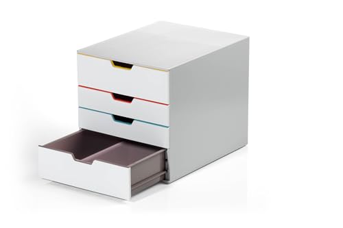 Durable VARICOLOR 4 Drawer Unit - White Desktop Drawer Set with 4 Color Coded Draws - Letter Size Files - Perfect for Storing Documents and Paper Work - size: 4 Drawer