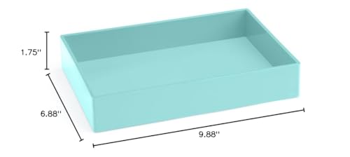 Poppin Stackable Medium Accessory Tray - Modular Lacquer Desk Trays for Office Organization, Color-Coordinated Office Supplies for Desk, Paper Trays (Aqua, Medium Accessory) - color: Aqua, size: 9.8" x 6.8" x 1.8"