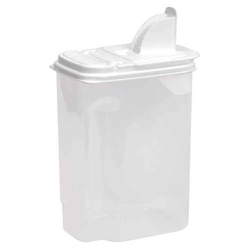 Buddeez Large Food Storage Container - 3.75 Quart Sugar Buddy, All Purpose Clear Kitchen Organization and Storage - Sugar, Flour, Cereal, Rice Dispenser, EZ Pour Spout & Easy Grip Handle (White Lid) - size: 3.5 QT