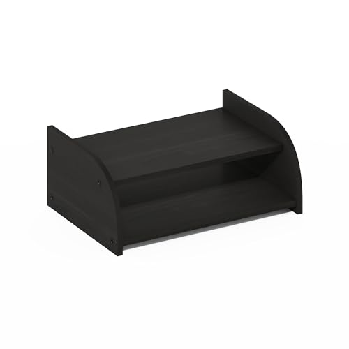 Furinno Classic Desk Organizers and Accessories, 2-Tier Monitor Riser, Office Organization, Desk Top Book Shelf, for Office Supplies, Office Desk Utility, Dark Espresso - color: Dark Espresso, size: 2-Tier 12.5" Wide