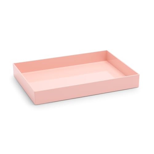 Poppin Stackable Large Accessory Tray - Modular Lacquer Desk Trays for Office Organization, Color-Coordinated Office Supplies for Desk, Paper Trays (Blush Pink, Large Accessory) - color: Blush Pink, size: 13.8" x 9.8" x 1.8"