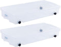 Rubbermaid 70 Quart Under the Bed Low Profile Storage Boxes with Dual Hinged Lids and Easy Rolling Caster Wheels, Clear, 2 Pack - size: Under the Bed - 2 Pack