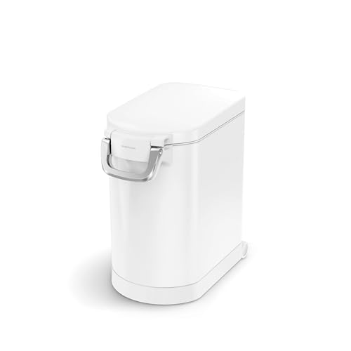 simplehuman 25 Liter, 27 lb / 12.2 kg Medium Pet Food Storage Container for Dog Food, Cat Food, and Bird Feed, White - color: White, size: Medium