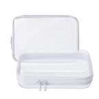 MACOPRO 2PCS Clear Hard Shell Zipper Case,Portable Cosmetic Bag with Zipper, Diaper Bag Organizing Pouches, Kid's Toy Storage Organizer Bins,Hard Plastic Case, Christmas Storage Bins - size: 2Pcs-Medium