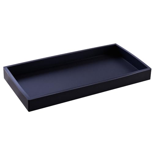 Bathroom Vanity Tray, 8 x 4 Inch Silicone Dresser Jewelry Ring Dish Tank Storage Kitchen Sink Countertop Tray Holder for Perfume Soap Towel Bathroom Trays, Mini, Black - color: Black, size: 7.9" x 3.9" x 0.7"