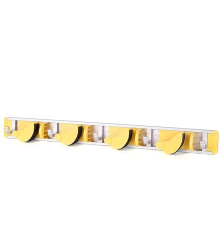 Good Grip Wall-Mounted Mop and Broom Holder Storage Organizer Cleaning Tools Hanger for Kitchen Garden Laundry Room and Garage (4 slots, 5 hooks)
