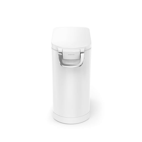 simplehuman 30 Liter, 32 lb / 14.5 kg Large Pet Food Storage Container for Dog Food, Cat Food, and Bird Feed, White - color: White, size: Large