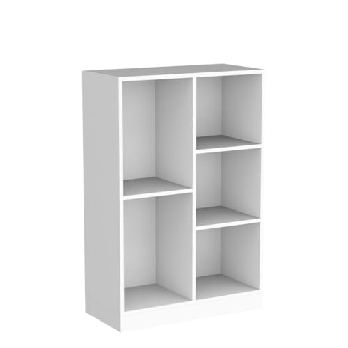 IOTXY Open Shelf Low Bookcase - Wooden 3-Tier Floor Standing Display Cabinet Organizer with Base, 5 Cubes Short Horizontal Bookshelf in Warm White - color: Warm White, size: 50CM Base