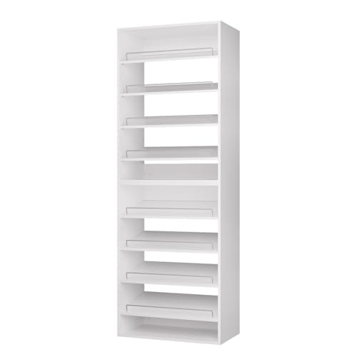 ROOMTEC Modular Closet System, 25.5" Shoe Shelf Closet Tower Wall-Mounted Closet Organizer, Wooden Tower for Walk-In Closets, Wardrobe Storage Kit, White - size: 25.5" Wide, style: Model 9