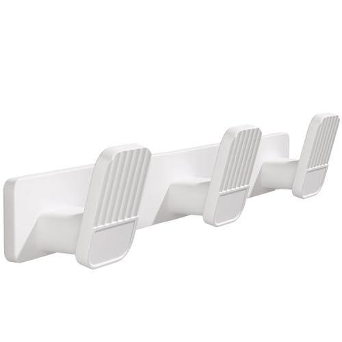 Coat Rack Wall Mount Coat Hooks - White Hook Rack with 3 Hooks Aluminum Wall Rack Hooks for Hanging Coat Hat Bag Towel Hanger Rustproof Coat Holder - color: White, size: Square 3 Hooks 1 Pack