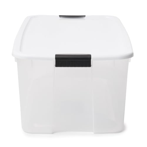 Sterilite 8-Pack Ultra Latching Box, Storage Bins with Lids, Clear Plastic, 116 Quart - Heavy-Duty Organizing Containers for Closet, Bathroom, and Office - size: 116 Quart