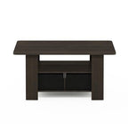 Furinno ANDREY Coffee Table, Small Modern Coffee Table with Storage and Bin Drawer, Side Table for Living Room, Bedroom, Home Office, Dark Brown - color: Dark Brown/Black, style: 2 Bin