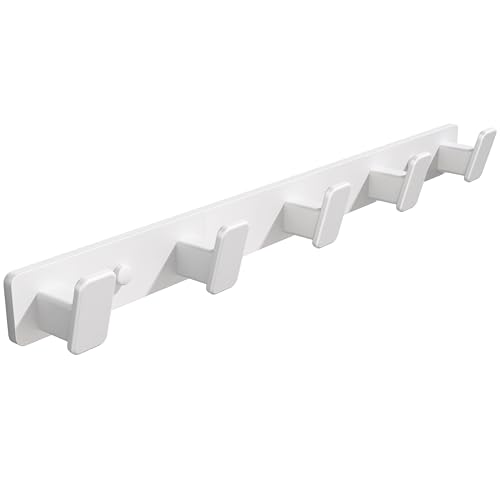 White Coat Rack Wall Hooks for Hanging Heavy Duty Door Hooks with 5 Hooks Key Holder for Wall Hat Rack for Entrance Coat Hook - color: White, size: Rectangle 5 Hooks 1 Pack
