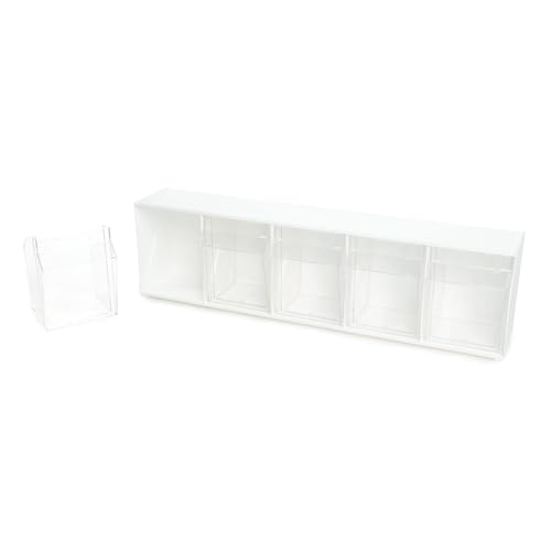 Deflecto Tilt Bins, Interlocking 5-Bins, 23" x 5" x 6.5 ", White (20503OP) - style: 5 Bins