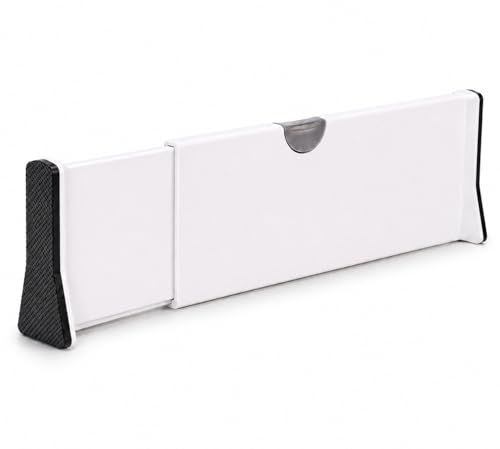 Adjustable Drawer Dividers – Expandable 14.7–21” Drawer Organizer with Non-Slip Ends, Easy Install for Kitchen, Dresser & Closet Storage (“White”)