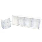 Deflecto Interlocking Tilt Bin, 4 Bin Unit, Clear and White, 23-5/8” x 8-1/8” x 6-5/8” (20403OP) - style: 4 Bins