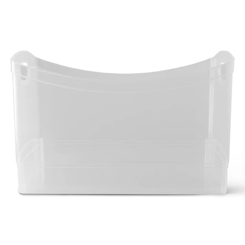 Clear Utility Storage Organizer Bin with Built-In Handles, 15.3" x 10.4" x 9.8" Open-Top Box for Pantry, Closet, Office & Cleaning Supplies