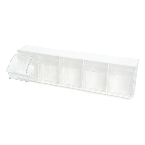 Deflecto Tilt Bins, Interlocking 5-Bins, 23" x 5" x 6.5 ", White (20503OP) - style: 5 Bins