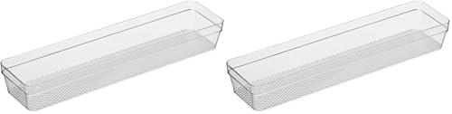 Oggi Clear Drawer Organizer | 3" X 12" | Pack of 2 | For Kitchen Drawers - size: 3" by 12" (Pack of 2)