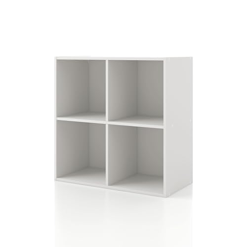 Homes: Inside + Out Apexa 4-Cube Storage Organizer Shelves, Stackable Wood Bookcase Fits Cubby Bins for Organization, Dorm Teen Room Decor & Home Office, White - color: White, size: 4-Cube