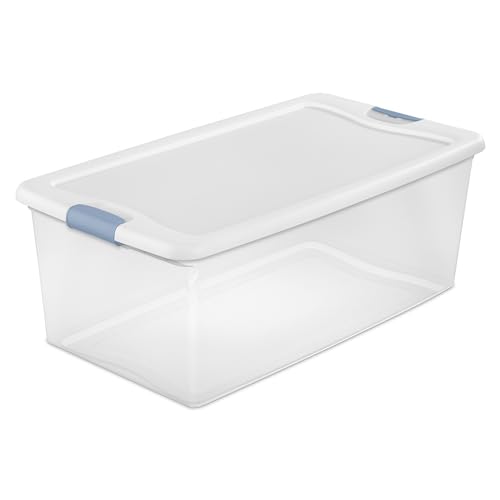 Sterilite 8-Pack Latching Box, Under Bed Storage Bins with Lids, Clear Plastic, 106 Quart - Heavy-Duty Organizing Containers for Closet, Bathroom, and Office - size: 106 Quart, style: 8 Pack