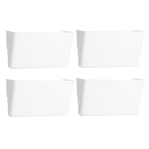 EASEPRES 4 Pack White Plastic Single Pocket Hanging File Organizer, Wall Mount Paper Mails Magazines Holder, Mounted Folder Bins for Office, School and Home, 12.99x4.13x7.48 inches - color: White, size: 4 Pack