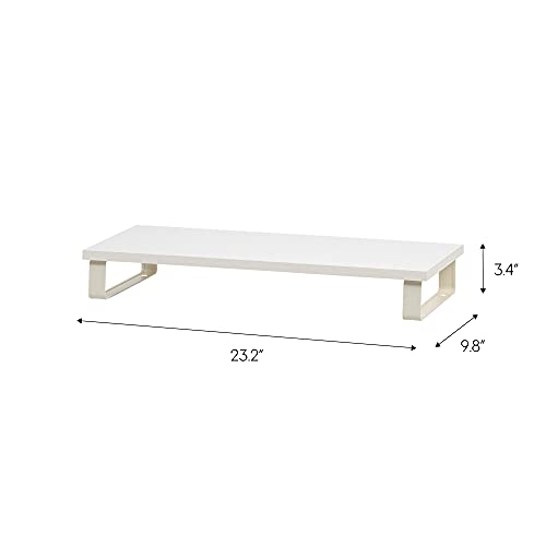 IRIS USA 1-Tier Multi-Purpose Modern PC Monitor Organizer Stand with Metal Legs, Ergonomic Desktop and Countertop Riser for Computer Laptop TV Kitchen Pantry and Closet Organization, White - color: White, size: 3.4" H
