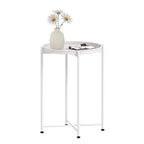 Garden 4 you Small Side Table, White Mini Round End Table, Tray Table with Metal Frame, Modern Nightstand for Living Room, Bedroom, Patio, Small Space, 1PCS - color: White, size: 1 PCS