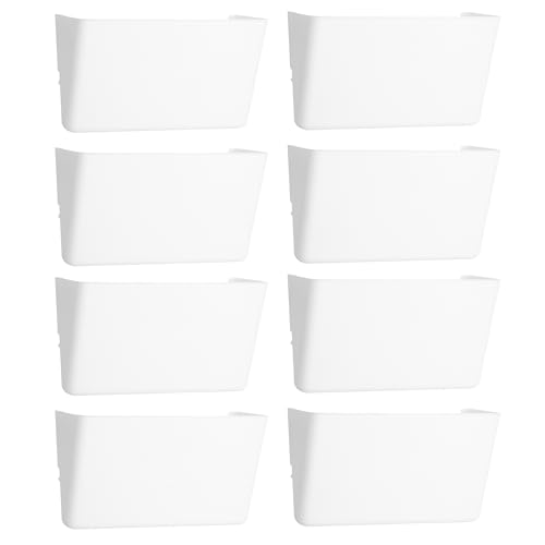 EASEPRES 8 Pack White Plastic Single Pocket Hanging File Organizer, Wall Mount Paper Mails Magazines Holder, Mounted Folder Bins for Office, School and Home, 12.99x4.13x7.48 inches - color: White, size: 8 Pack