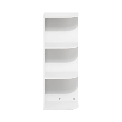 Furinno PASIR Book Shelf, 3-Tier Corner Bookshelf with Open Shelf, Standing Bookcase, 9.3 x 12 x 31.5 for Organization and Storage, for Living Room, Bedroom, Home Office, White - color: White, size: 3-Tier Corner