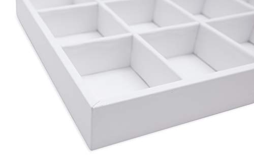 The Display Guys - Stackable Jewelry Tray and Organizer - for Drawers, Dressers, Store Display (8 Compartments, White Leatherette) - color: Leatherette White, size: 8 Compartments