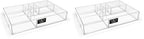 Isaac Jacobs 8-Compartment Clear Acrylic Drawer Organizer (13" L x 8.1" W x 2.3" H), Multi-Sectional Tray & Storage Solution for Makeup, School & Office Supplies, Bathroom, Kitchen (Pack of 2) - size: 8-Compartment (Pack of 2)