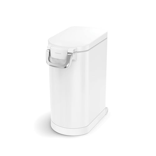 simplehuman 30 Liter, 32 lb / 14.5 kg Large Pet Food Storage Container for Dog Food, Cat Food, and Bird Feed, White - color: White, size: Large