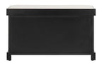 SAFAVIEH Home Collection – Freddy Black Storage Bench with Wicker Baskets & Cushion, Entryway Seating Bench, Fully Assembled (AMH5736B) - color: Black