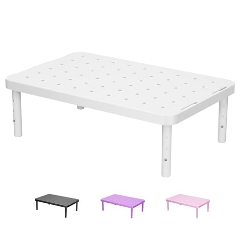 WALI Computer Monitor Stand for Desk, Adjustable Laptop Riser, Desk Monitor Stand Underneath Storage for Office, Home, School Supplies (PTT001-W), 1 Pack, White - color: White, size: Basic