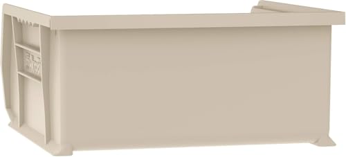 Akro-Mils 30235 AkroBins Plastic Storage Bins, Space-Saving Stackable Bins for Garage, Pantry, Craft Organization, 11" x 11" x 5", Stone, 6-Pack - color: Stone