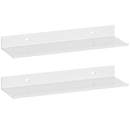 HNVNER Adhesive Shower Shelves for Wall 2 Pack, White Metal Shower Caddy 40cm, Waterproof Bathroom Floating Shelves, Bathroom Storage Wall Shelf Organization - color: White, size: 40cm