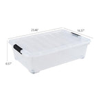 25 Quart Plastic Under Bed Storage Boxes, Wheeled UnderBed Storage Container, 3 Pack, Clear - size: 25 Quart