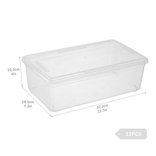 Clear Shoe Boxes 12 Pcs Plastic Storage Bins with Latching Lid Rectangular Storage Boxes Durable See-Through Lidded Shoe Boxes for Art Supplies and Home (Clear) - color: Clear