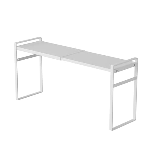 1pcs Medicine Cabinet Organizer Stretchable Storage Box for Bathroom Stackable Mirror Cabinets Vanity Small Narrow Shelf Slim Trays Holder (White, Normal)