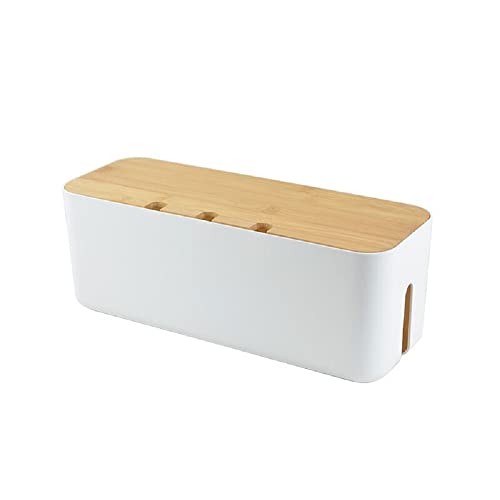 Cable Management Box| Power Stripe Organizer|Cord Organizer Box| Hide and Conceal Power Strips and Electrical Cords from TVs, Computers, and Desks| Keep Pets Safe (White Large) - color: White Large