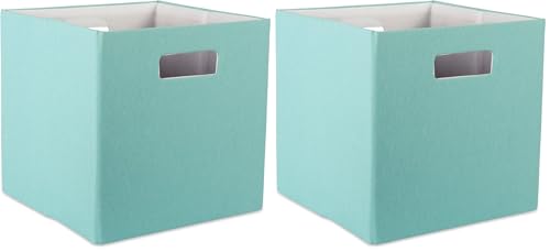 DII Poly-Cube Storage Collection Hard Sided, Collapsible Solid, Small, Aqua (Pack of 2) - color: Blue, size: Small Square, 11x11x11" (Pack of 2)