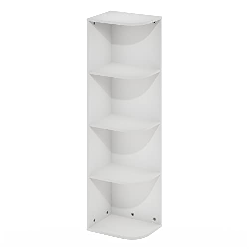 Furinno Pasir 4-Tier Corner Open Shelf Bookcase, White - color: White, size: 4-Tier Corner