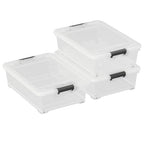 25 Quart Clear Plastic Latch Storage Box with Wheels, Under Bed Storage Box, 3 Pack - size: 25 Quart