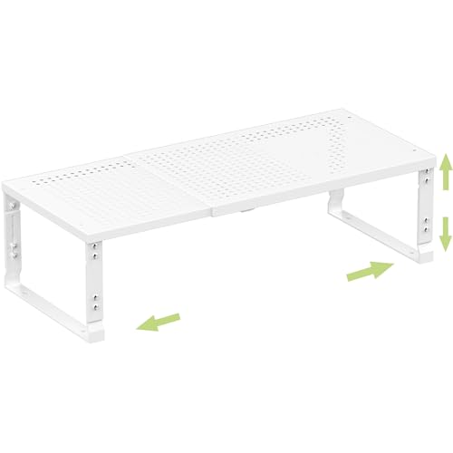 Heavy-Duty Adjustable Metal Shelf Organizer - Expandable & Stackable Pantry Storage Rack for Kitchen, Bathroom, RV, Cabinets(1 Pack/White, Medium) - color: 1 Pack/White, size: M:7.8"D x 16.5"W x 8.2"H