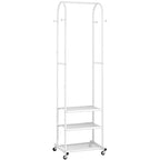 Kaitiemoo Heavy Duty Clothing Rack with Wheels,Modern Garment Rack with 3 Metal Shelves, 71.8Inches Display Rack for Hanging Clothes, Hanging Rod for Small Spaces,White - color: White