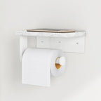 Gypie Toilet Paper Holder with Natural Marble Shelf, 304 Stainless Steel Screw Wall Mounted, Tissue Roll Paper Holder Dispenser for Bathroom Washroom White - color: White, size: 1 Roll